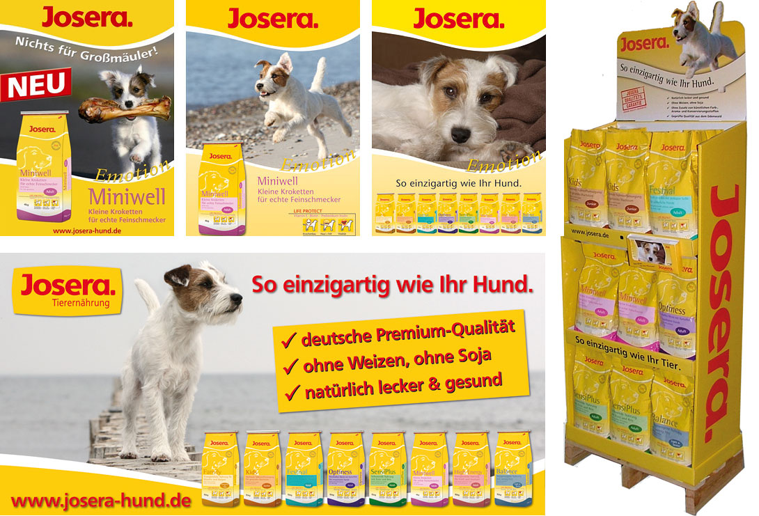 Chilli Werbung Josera Plakat gutes Hundefutter kleine Hunde getreidefrei